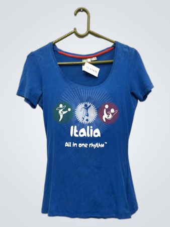 Blaues T‑Shirt mit Italia- und FIFA World Cup Brazil 2014-Grafiken