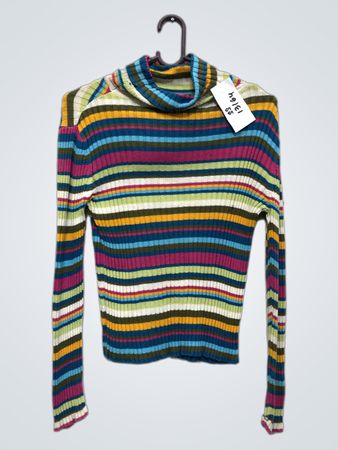 SIMPLY BASIC Mehrfarbiger gestreifter Rollkragenpullover