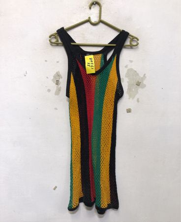 SPI Crystal Knit Wear Rasta gestreiftes Netz-Tanktop
