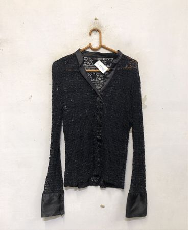 CAUENETA Schwarze Spitzenbluse