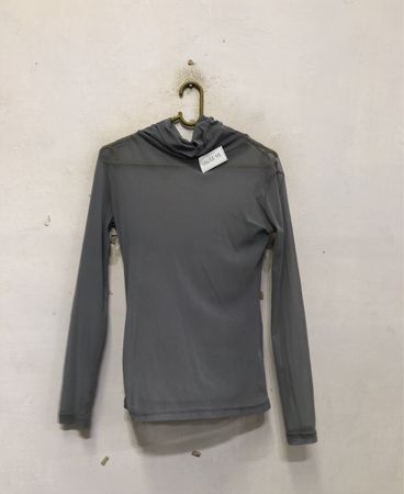 Grau Rollkragen-Longsleeve-Shirt