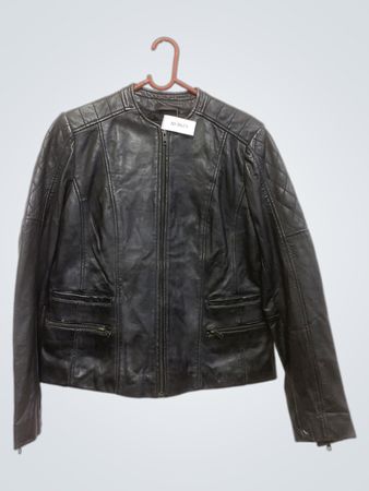 Black Faux Leather Jacket with Zipper Pockets