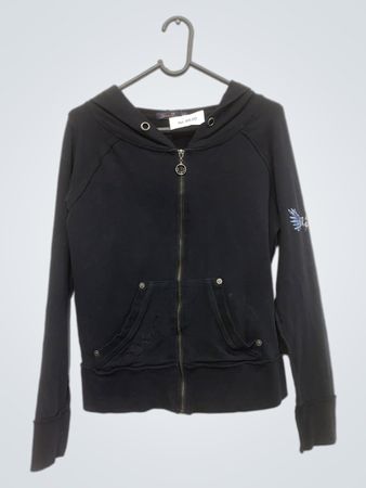 Seven 7 Black Graphic Zip-Up Hoodie