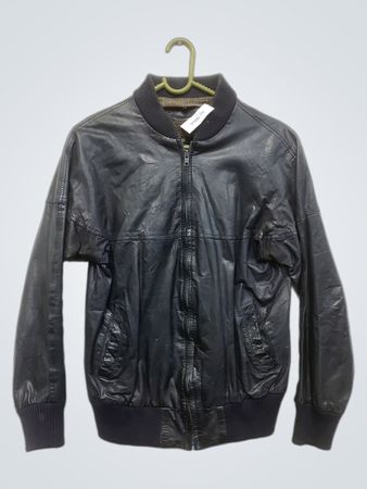 Novo-Milano Creations Black Leather Bomber Jacket