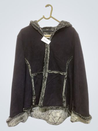 Black Faux Fur Trimmed Hooded Jacket