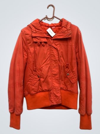 Divided Orange Hooded Bomber Jacket