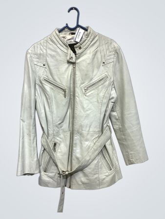 JC Collection White Leather Jacket