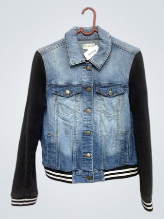 Love Fire Denim Jacket with Black Sleeves
