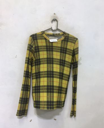 JUNKYARD Yellow Karo-Langarm-Oberteil