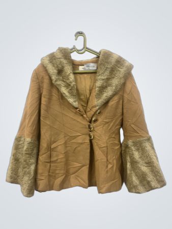 Fany Lux Collection braune Jacke mit Fellbesatz