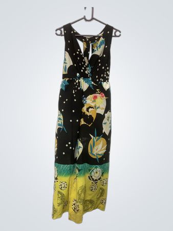 ZARA Trafaluc Damen Maxikleid in Schwarz mit Blumenmuster