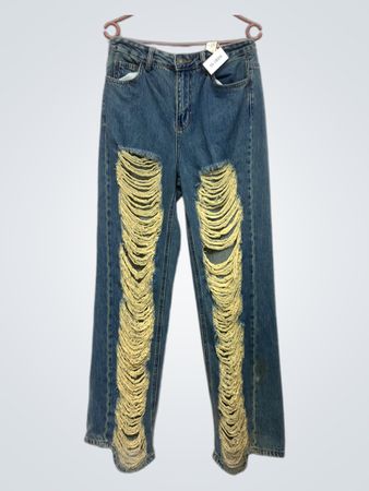 Blaue Destroyed-Jeans
