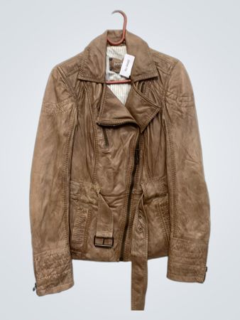 Amage Women's Brown Leather Moto Jacket