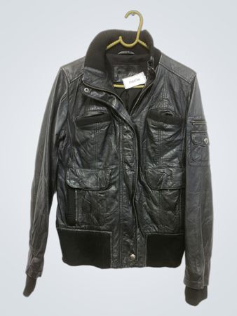 Jaqueta bomber de couro preta