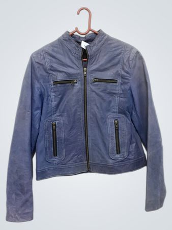 Veste en similicuir bleue