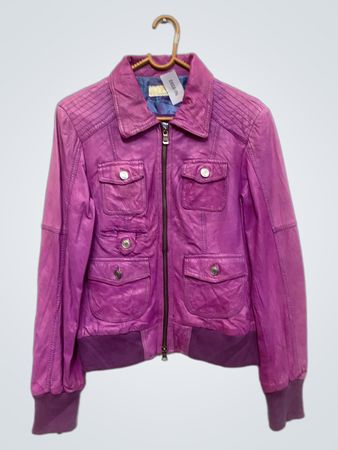 MILESTONE Pink Leather Bomber Jacket