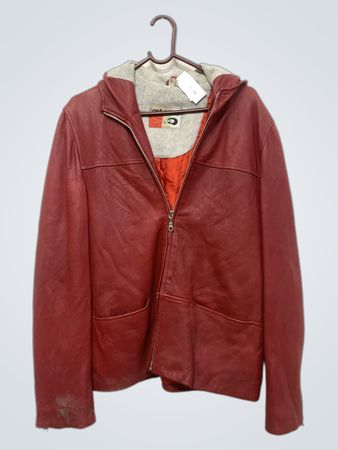 Get-a-way Rote Lederjacke mit Kapuze