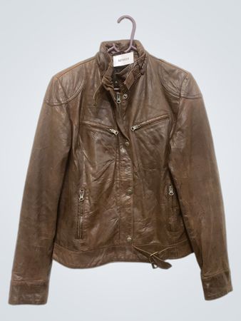 AMISU braune Leder-Bikerjacke