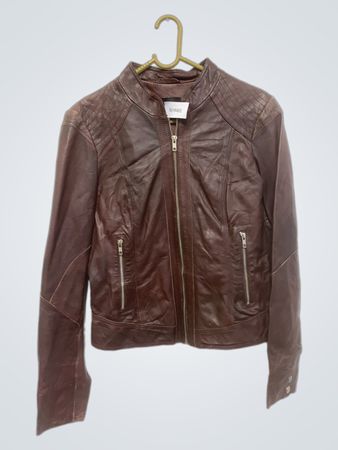 HAKEI Veste en cuir marron