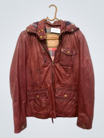 Paisley Park rote Lederkapuzenjacke