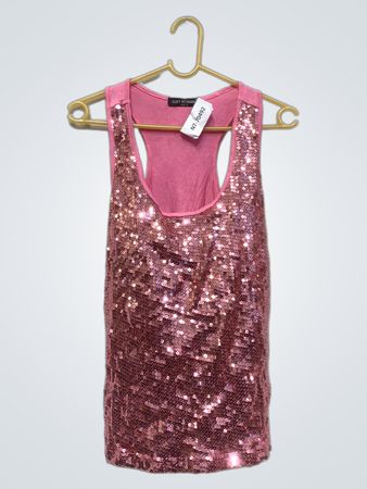 JUST WOMAN Pink Pailletten Racerback Tanktop