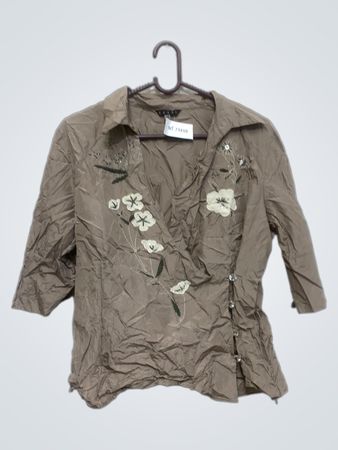 Coast Brown Blumenbestickte Wickelbluse