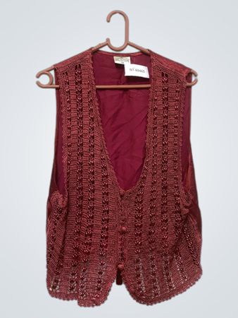 Die Collection Damen rote gehäkelte Weste Größe 14