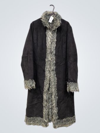 Cappotto con bordo in pelliccia ecologica nero
