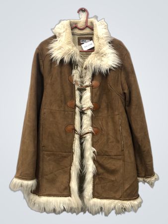 RIFLE NAC-2730 Giacca in camoscio marrone con fodera sherpa