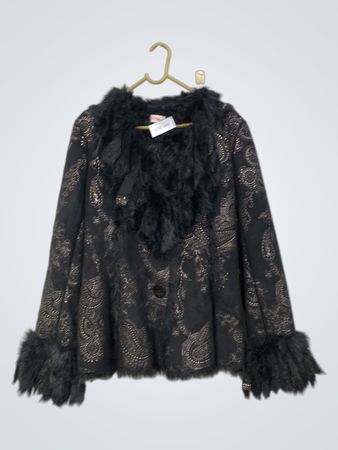 ROSA Black Jacket with Fur Trim