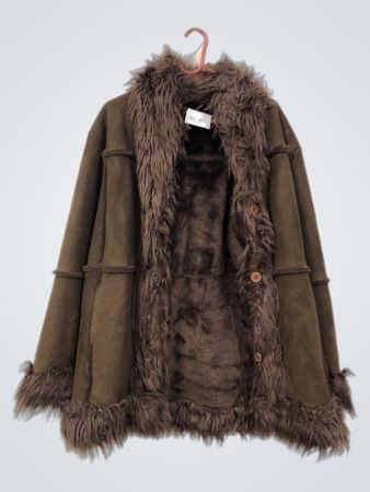 Veste doublée en fausse fourrure marron