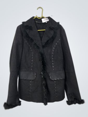 Black jacket with fur trim