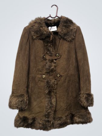 Brown Faux Fur Trimmed Coat