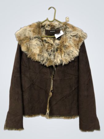 VooDoo Brown Faux Fur Trimmed Jacket