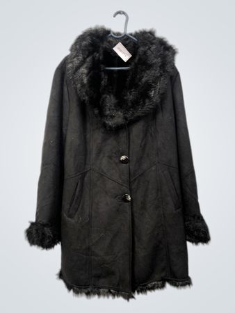 Black Faux Fur Trimmed Coat