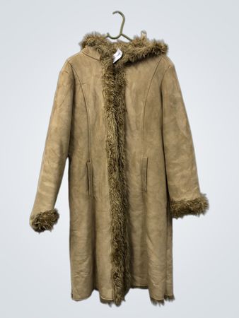RESERVEER Kapuzenmantel aus Kunstsuede mit Fellfutter