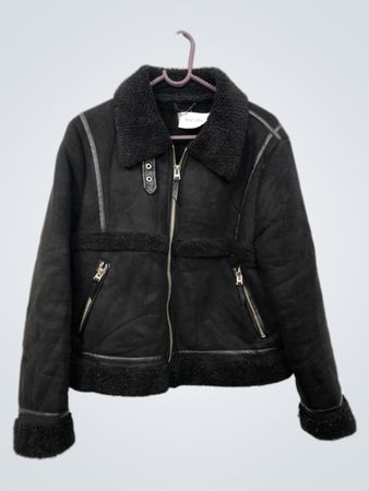Pimkie Black Faux Shearling Aviator Jacket