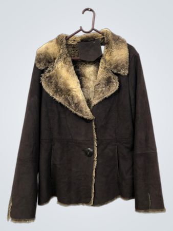 CAROLL Brown Faux Fur Lined Jacket