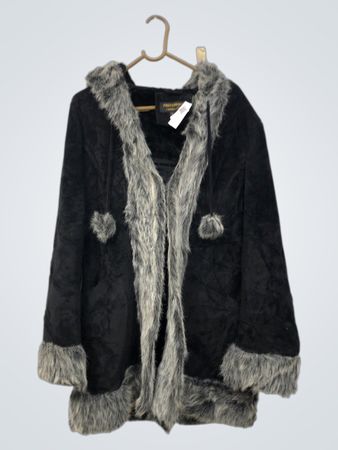 Preference Collection Schwarze Kapuzenjacke mit Kunstpelzbesatz