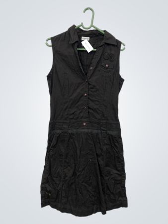 Street One schwarzes ärmelloses Hemdkleid mit Knopfleiste