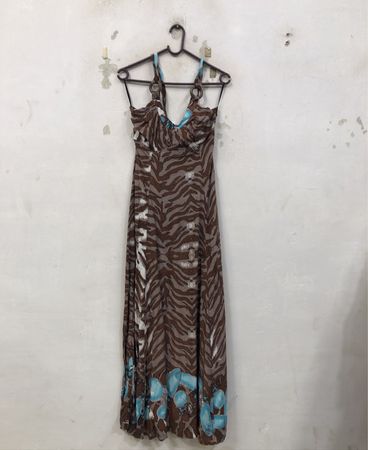 ELVET Maxi-Kleid mit Zebra- und Blumenmuster