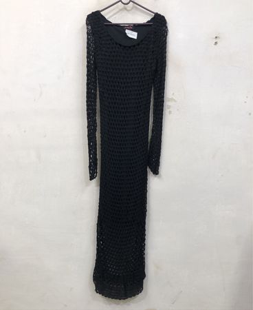 Schwarzes Häkel-Maxikleid