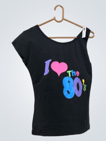 Schwarzes Tanktop mit „I Love The 80's“-Grafik