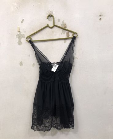 Hunkemöller Schwarzes Spitzen-Babydoll-Kleid