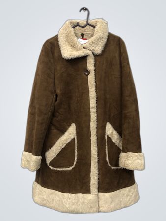 Manteau Tissaia Brown en daim doublé de shearling