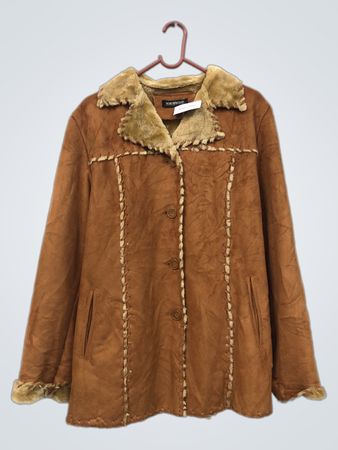 NORTHWOOD FASHION LINE Giacca in camoscio marrone con bordo in pelliccia sintetica