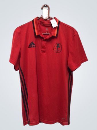 Adidas rotes Polohemd mit Wappenlogo