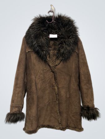 NAC-3101 Brown Kunstpelzbesetzter Wildledermantel