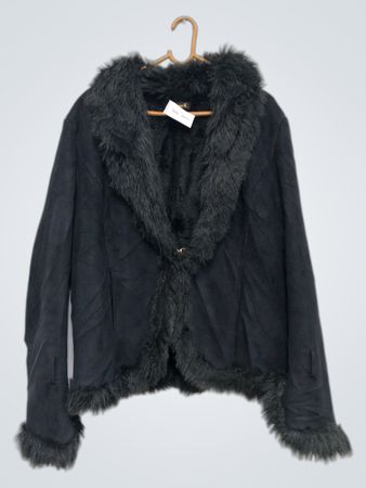 Alyssa K Black Jacke mit Kunstfellbesatz NAC-3025