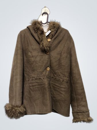 Brown Faux Fur Trimmed Jacket